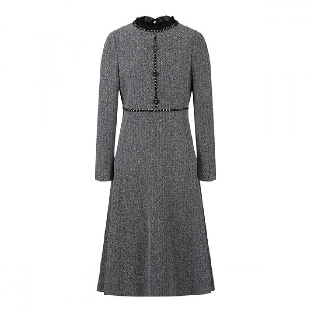 [ベスティベリ] フリルネックブレイドトリムドレス（BIOAB2502）