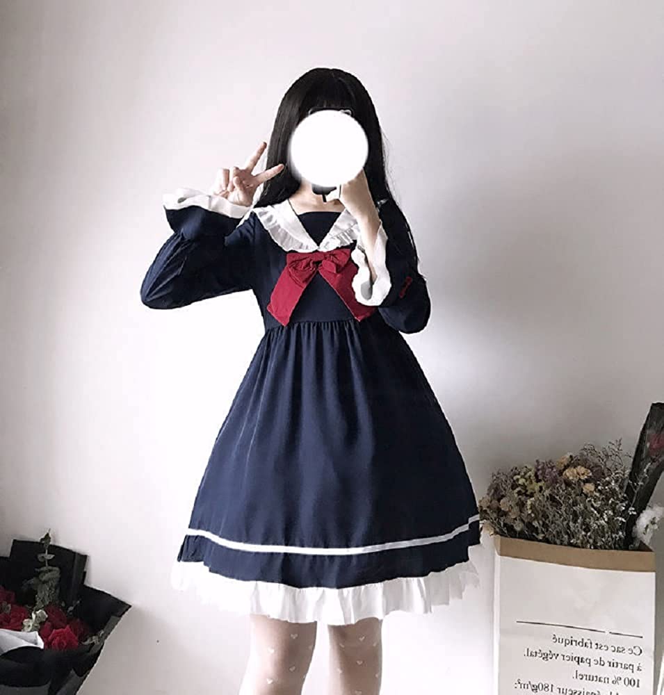 ワンピースレディースロリータ長袖セーラー襟蝶々結び日常服日系学院風コスプレお出かけおしゃれかわい 6,388円