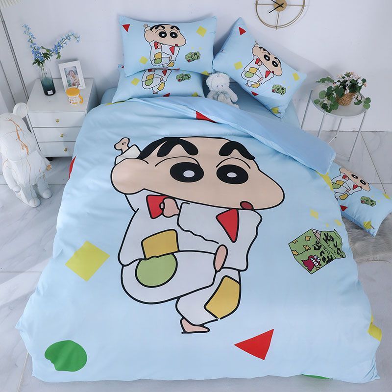 安価 クレヨンしんちゃんベッド用品4点セットベッドスカート式児童部屋シーツセット学生寮シングル3点セット