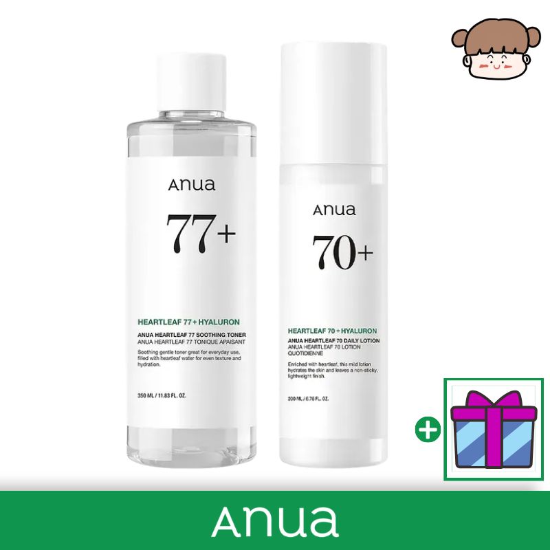 【単独企画／ゆで卵肌２点セット】Anuaドクダミ77スージングトナー＋70デイリーローション / 拭き取り化粧水 鎮静ローション さっぱり乳液 肌荒れケア 赤みケア 毛穴ケア キメ整え 低刺激 スキン