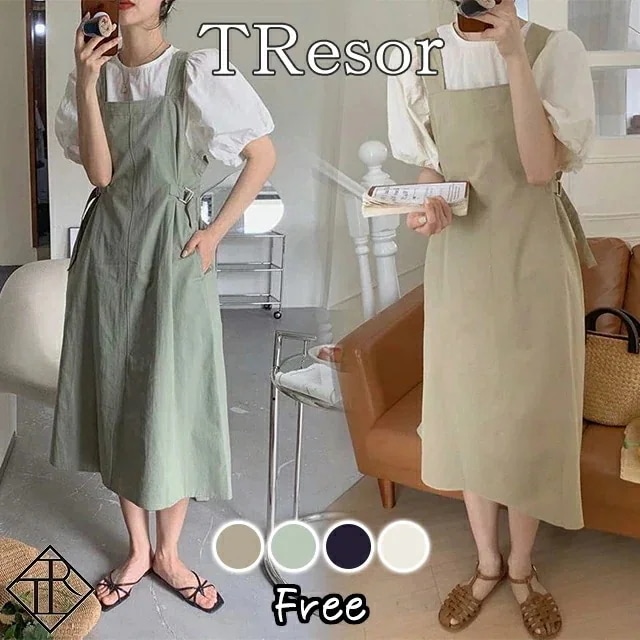 【送料無料】【即納】ワンピース レディース ひざ丈 ワンピース カジュアル ノースリーブ 大きいサイズ 春 夏 ワンピ オーバーサイズ 体型カバー デート レイヤード 重ね着 リボン 二次会 結婚式