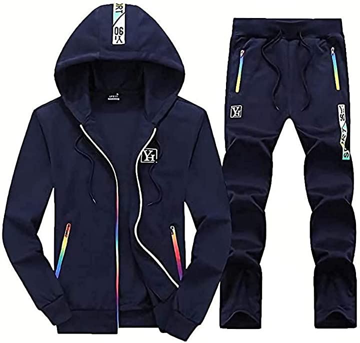 アスペルシオ 長袖 スエット パーカー 2点セット フード付き メンズ 紺色(ネイビー, 2XL)