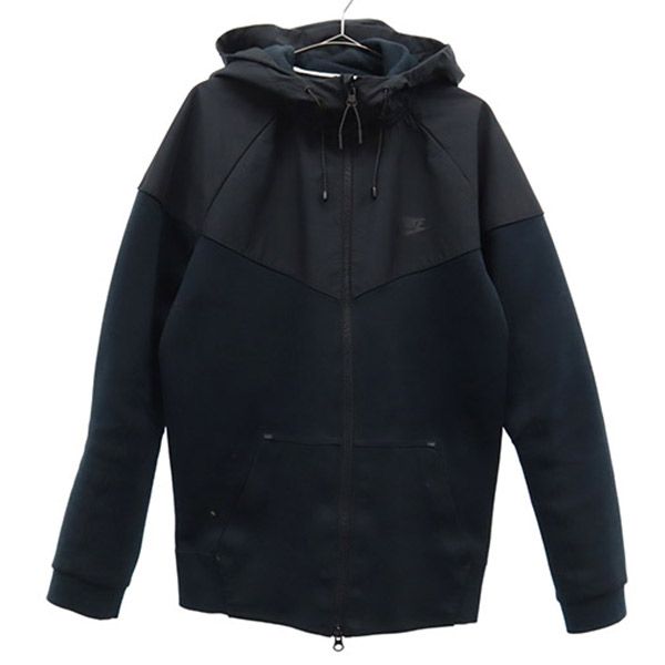 ロゴプリント 長袖 ジップパーカー L ブラック メンズ