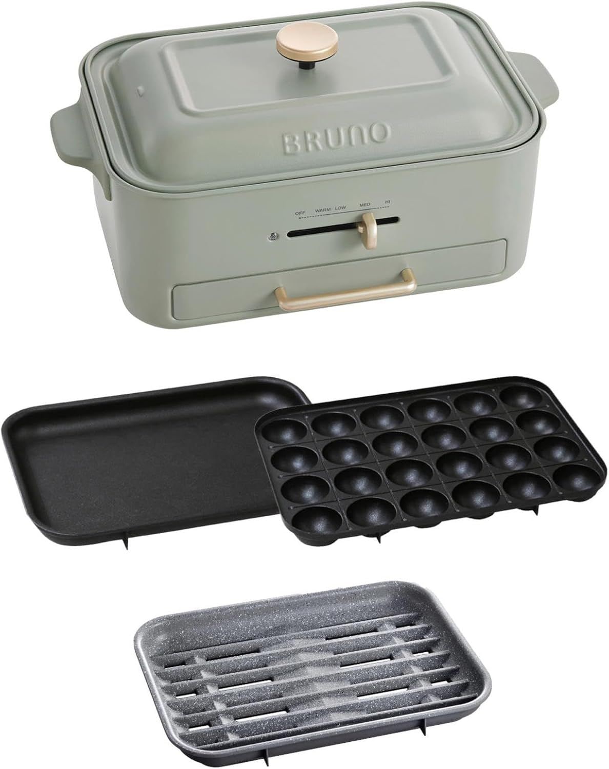 ブルーノ コンパクトグリルホットプレート 減煙 煙が出にくい 焼肉グリル 焼肉プレート おうち焼肉 平面プレート たこ焼きプレート 減煙グリルプレート グリーン BOE109-GR