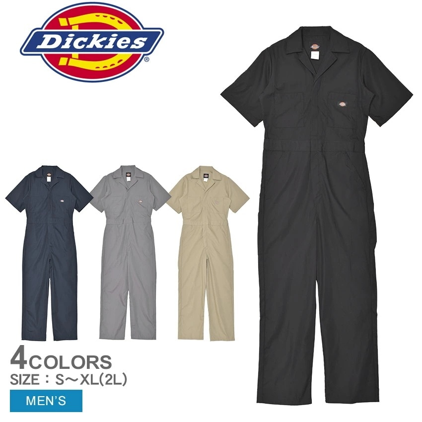 ショート スリーブ カバーオール 33999 メンズ 作業服 作業着 半袖 仕事着 無地 オールインワン ウエア ポケット ブランド ストリート シンプル カジュアル ウエストゴム