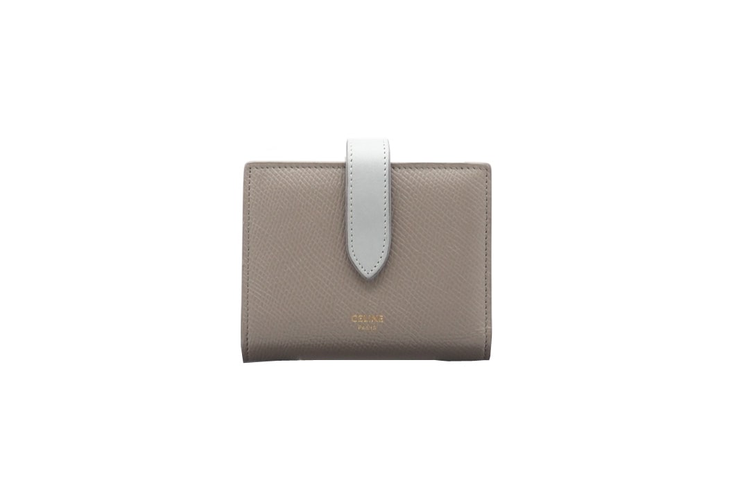 3日以内返品可 二つ折り財布 レザー スモール ストラップウォレット バイカラー ぺブル ミネラル 10H263BRU.10PI バイカラー ベージュ ブルー グレインカーフレザー レディース
