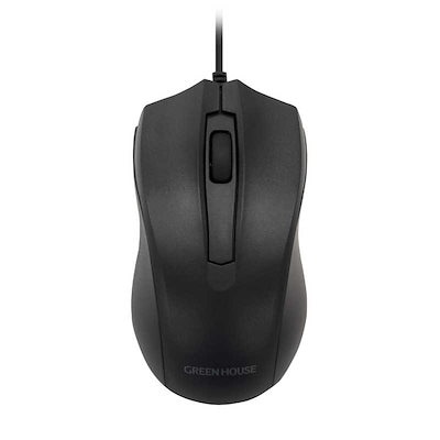 他サイト： グリーンハウス　マウス [光学式 /有線 /3ボタン /USB] ブラック　GH-MUDQOA-BKの商品画像