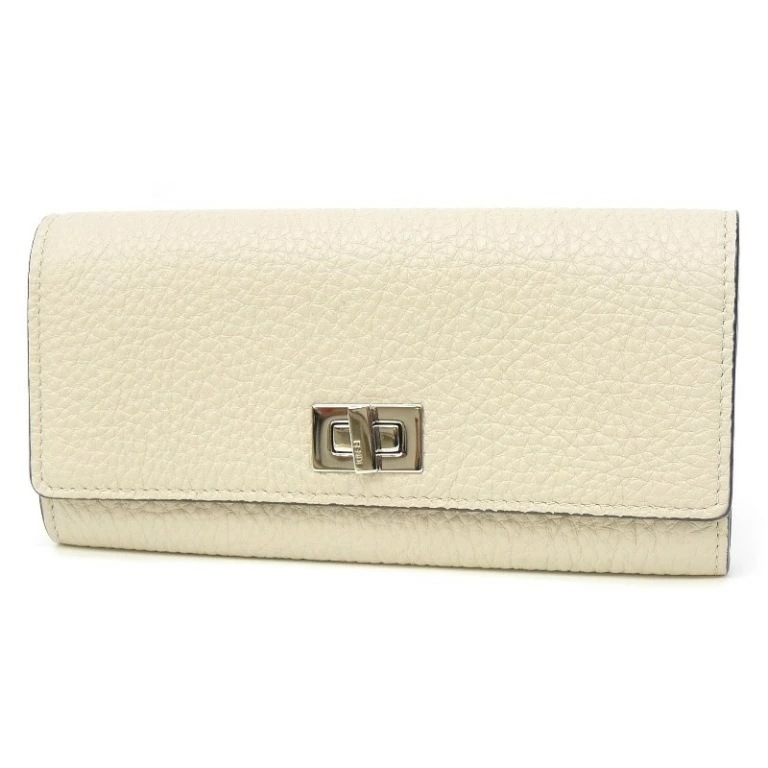 フェンディ FENDI 長財布 セレリア コンチネンタル ベージュ系 レザー 【中古】(68172)