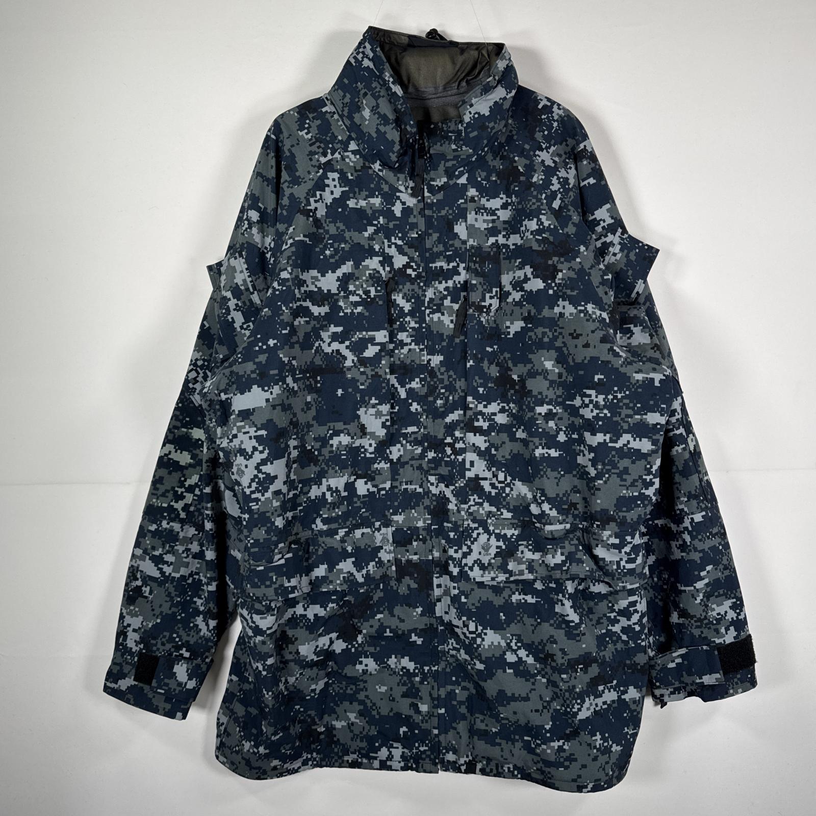 古着 ミリタリージャケット ECWCS GORE-TEX デジカモ ゴアテックスパーカー 米軍 実物 カモフラ Xlarge Xlong ネイビー系 メンズ