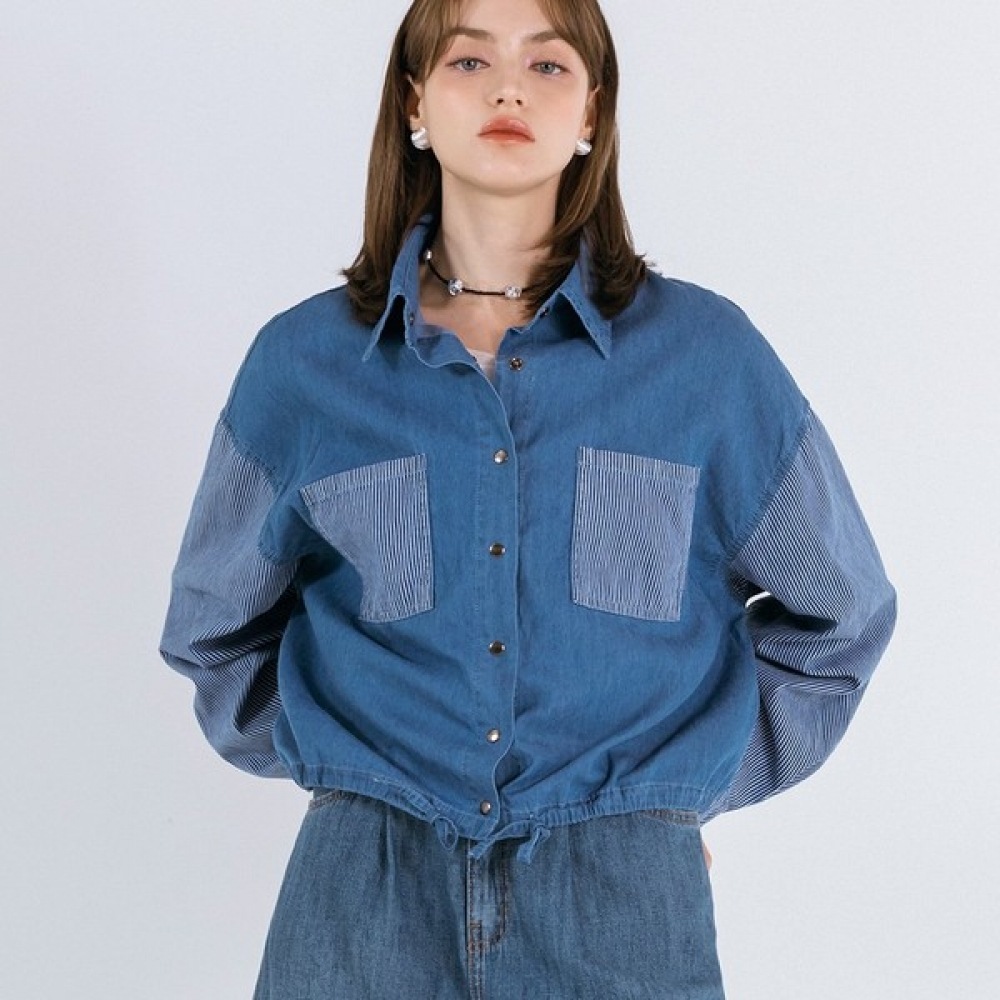 (マックス・カルティッジョ) ストライプポケットデニムシャツ