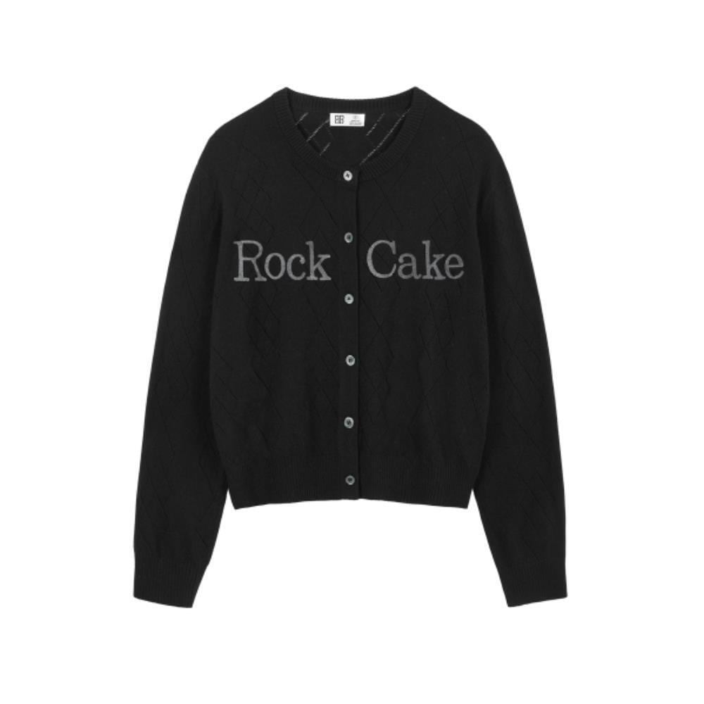 ROCKCAKE Argyle Punching Knit Cardigan Black RC25KN0280