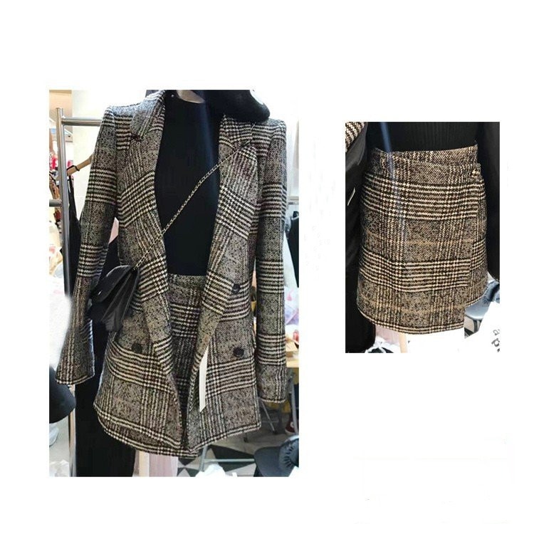 フォーマルスーツ レディース セットアップ スカート スーツ 千鳥格子柄 タイトスカート セレモニー