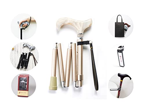 コンボセット Merry Sticks(メリースティックス)/ 折りたたみステッキ/つえぶくろ & ステッキクリップホルダー付き/杖/ロイヤルク