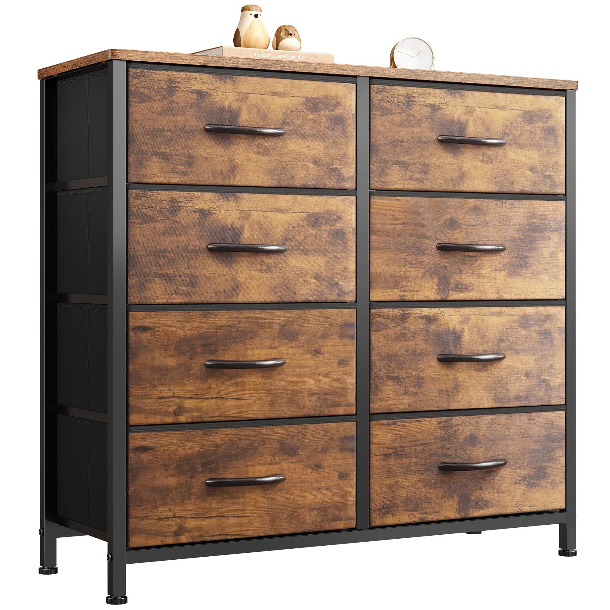 YeTom タンス チェスト 4段 洋服収納 箪笥 衣裝ケース 引き出し おしゃれ たんす 衣類チェスト 洋服タンス ファブリックチェスト リビング 収納 多機能 木製天板付き スチールフレーム 大容