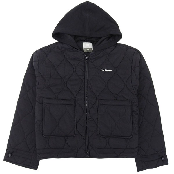 ニューバランス 衣類 レディース 90(M) パデッドジャケット ブラック W Hood quilted semi-crop padded jacket NBNQE4W902-BLACK90 NEW