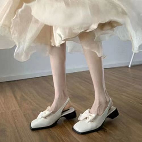 リボン付きスクエアトゥフレンチラップサンダル2カジュアルなスニーカー話題!トングサンダル