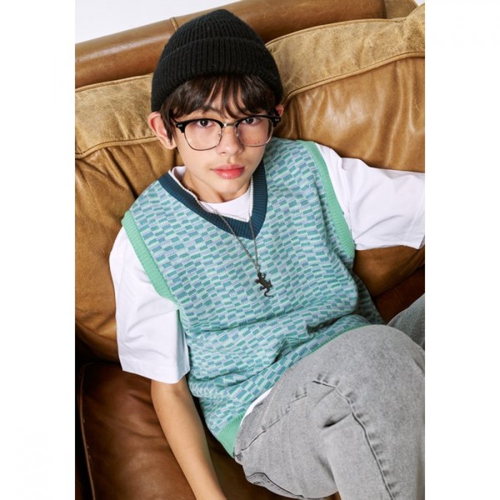 ブルーテール オプティカル ジャカード ニット ベスト AZA3VK01GN