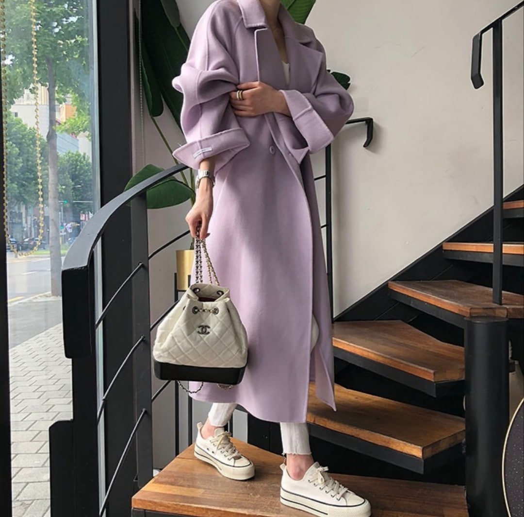 ウールコート シックフレンチ レトロ ラージラペル ダブルブレスト ルーズストラップ 秋冬 韓国 ３カラー a2229