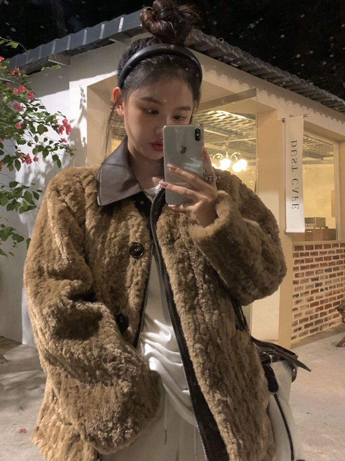 アウター ウールの綿入れ コート着 レディー 茶色の綿入れの服 あつさを増す 毛皮一体 綿入れの服 気質 ファッション 保温快適 上着 コート着 韓国ファッション