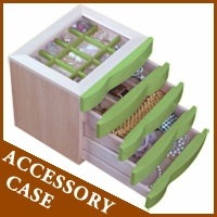 天然木アクセサリーケース ミディアム グリーン （ジュエリーケース５段） プレゼント 6,380円