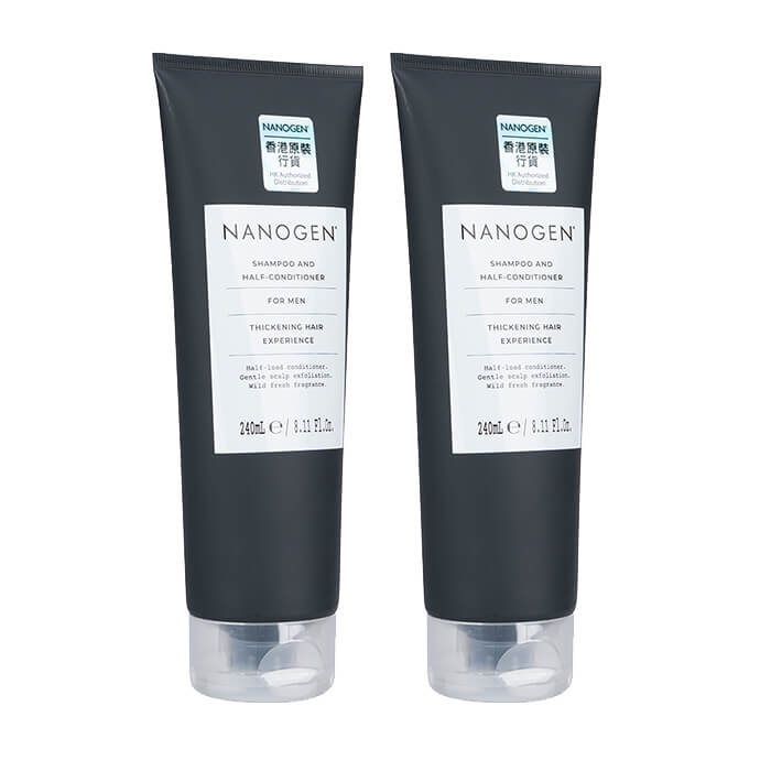 【使用期限：2026年3月】【男性用】ナノジェン チッケニングヘアエクスペリエンス・シャンプーアンドハーフコンディショナー 男性用 2本 Nanogen 海外発送 日時指定不可 国際書留郵便発送