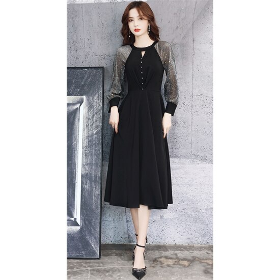 【取寄：納期2週間】結婚式ドレス 演奏会ドレス 大きいサイズ 2XL 3XL 長袖 イブニングドレス エレガント