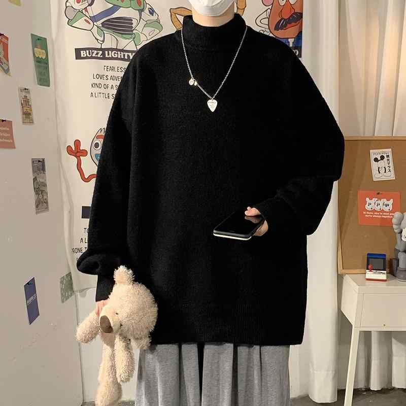 秋冬 コーデ メンズ 服 シンプル ファッション オシャレ 大人 かっこいい 大きいサイズ ストリート 紳士服 黒 ハーフ タートルネック セーター ベルベット 厚手 インナー レイヤリング セーター 6,747円