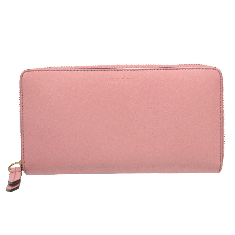 美品 ラウンドファスナー 410102 長財布 レザー/レザー ピンク 1196【中古】 ユニセックス