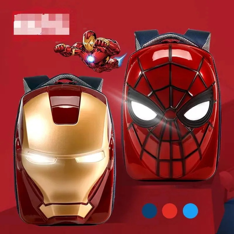 アイアンマン発光ランドセル幼稚園中級クラス年長組男児立体外出スパイダーマンランドセル誕生日プレゼントリュックサック