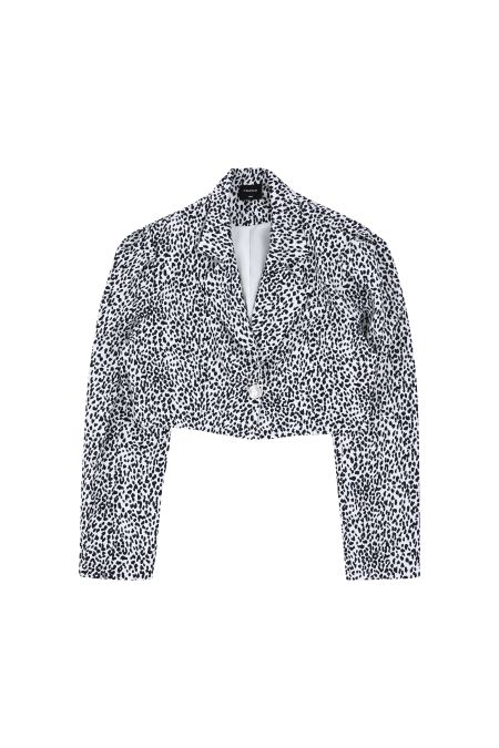 레오파드 크롭 자켓