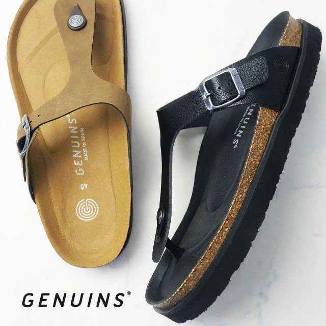 ジェニュインズ メンズ サンダル ローザス 歩きやすい コンフォートサンダル スペイン製 フットベッド ローヒール EVAソール 軽量 G105747JT ブラック 黒 G105748JT キャメル
