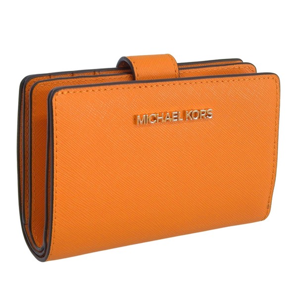マイケルコース 財布 レディース 二つ折り財布 アウトレット オレンジ JET SET TRAVEL MD BIFLD ZP CN WLLET 35F7GTVF2L-RADORA MICHAEL KO