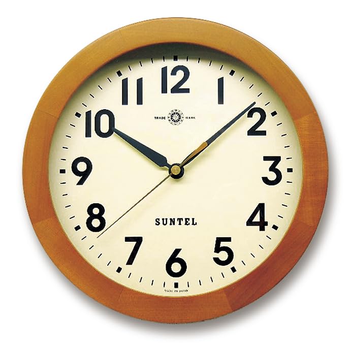 さんてる 日本製 天然木スタンダード電波掛け時計（アラビア文字）ブラウン DQL726A-BR