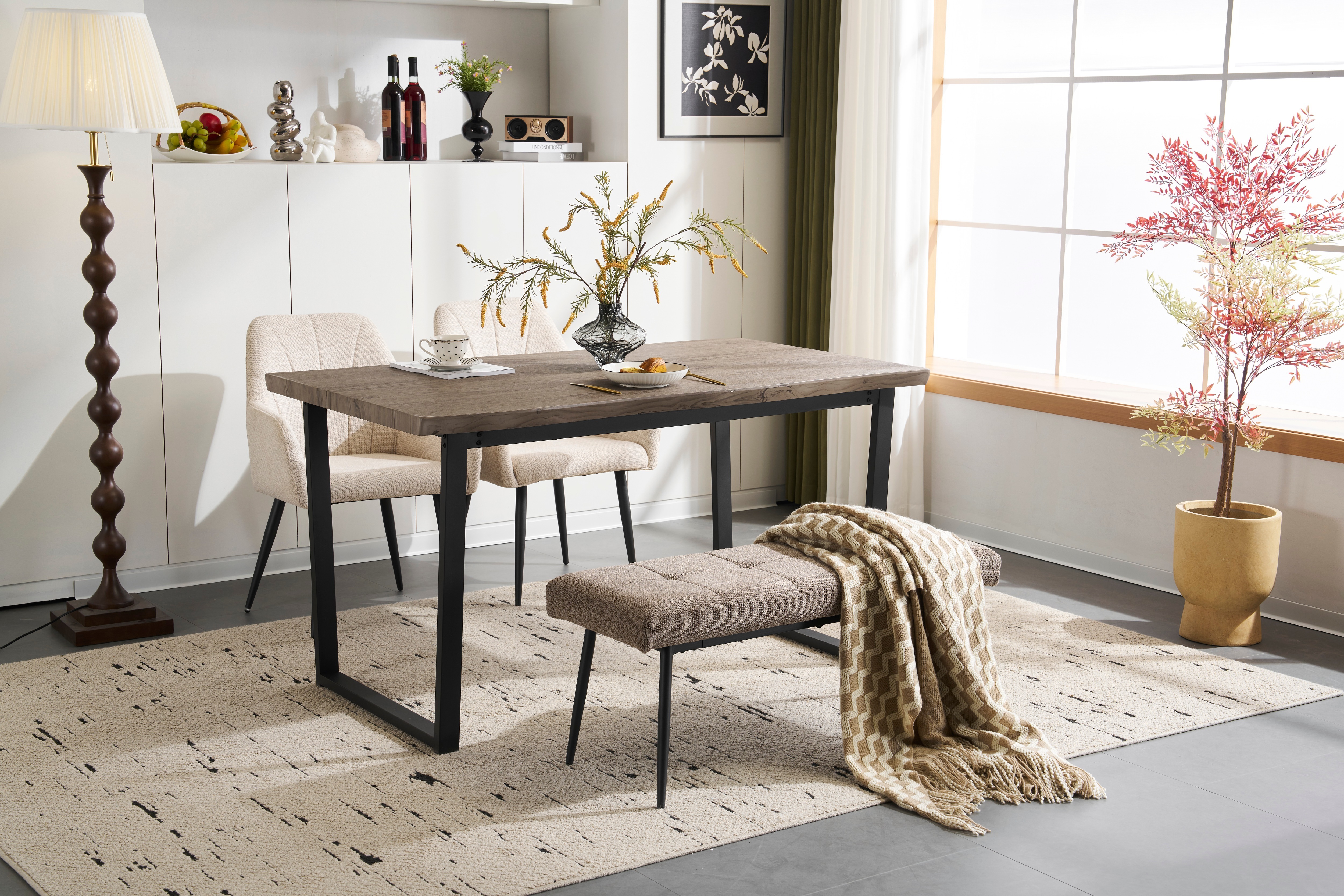 波の形 ヴィンテージ風 食卓 椅子2Ｐ おしゃれ ソリッド 4人用 客用 2人用 【国内発送Ｄ1】【set品】ダイニングテーブル 書斎用 モダン 組み立て非常に簡単 幅140cm シンプル ハイエンド