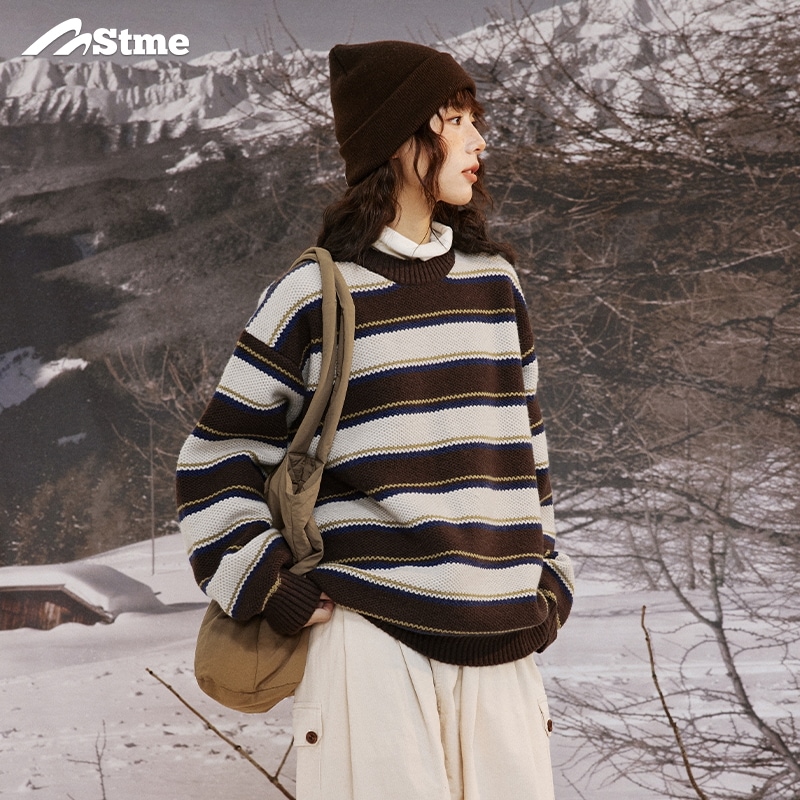 早乙女恵子 さおとめ 和風 ゆるくて楽ちん だらしがない 厚手編み ボーダー セーター