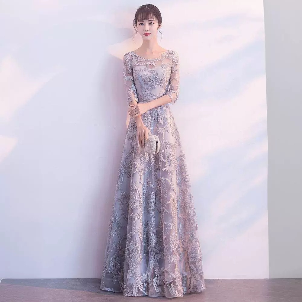 宴会タキシードスカート2024春気質グレー軽贅沢小衆芸考司会者婚約長型高級感