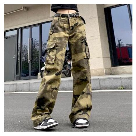 カーゴ 衣装 レディース ファッション Y2K 迷彩柄 ダンス ストリート系 グランジ 韓国 7PA72 パンツ カモフラ