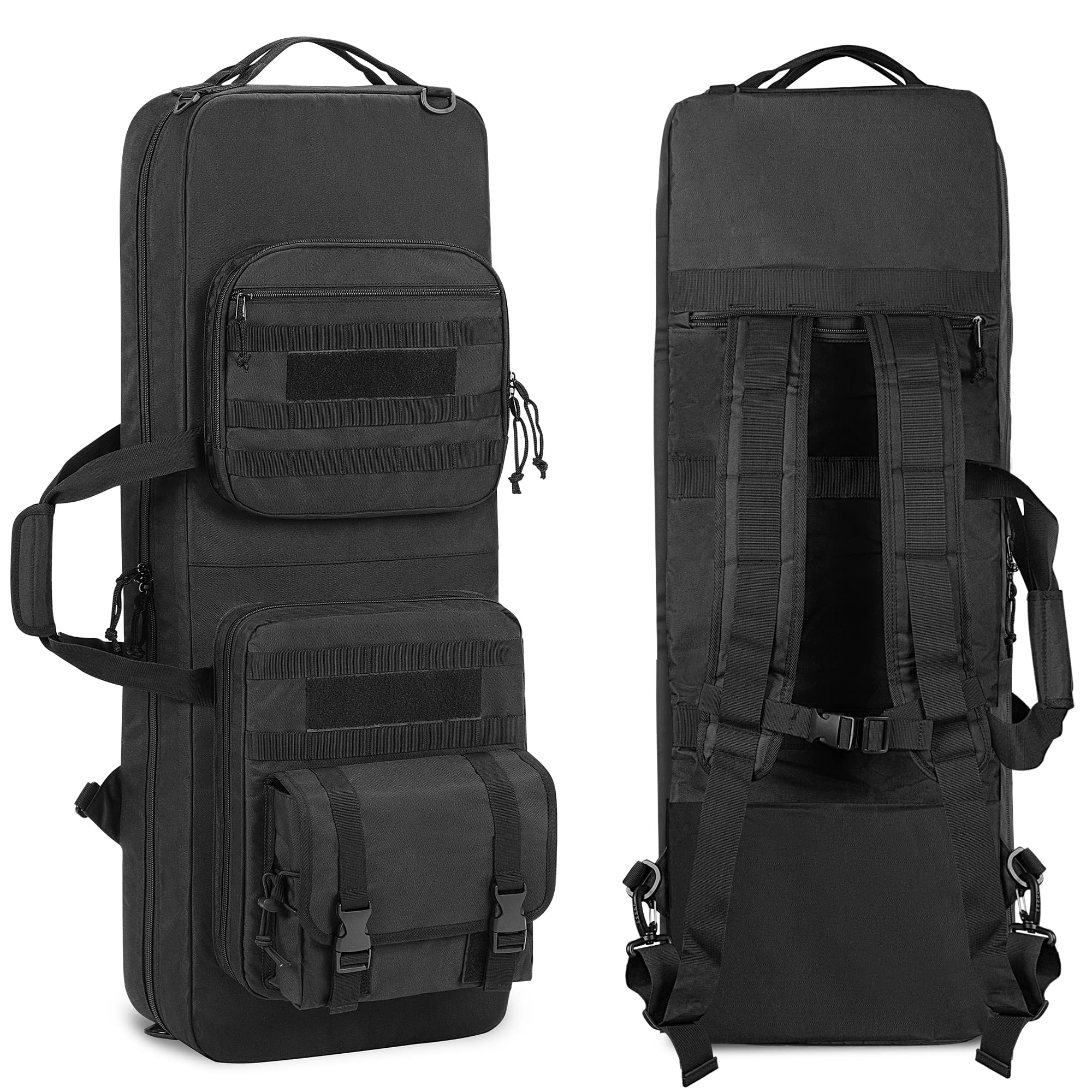 DSLEAF ガンケース リュック 2丁収納 36インチ/90cm対応 ライフルバッグ ダブルロック可能なジッパー付き ダブルライフルケース ガンバッグ 大容量