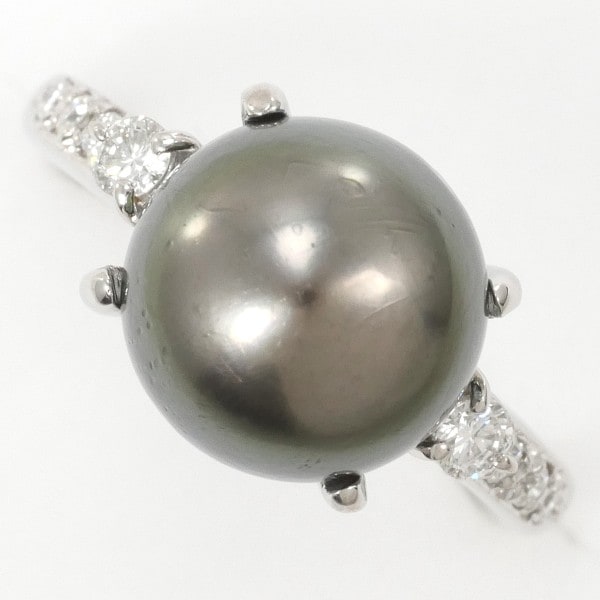 PT900 プラチナ リング 指輪 9.5号 パール(真珠) 約10mm ダイヤ ジュエリー 中古