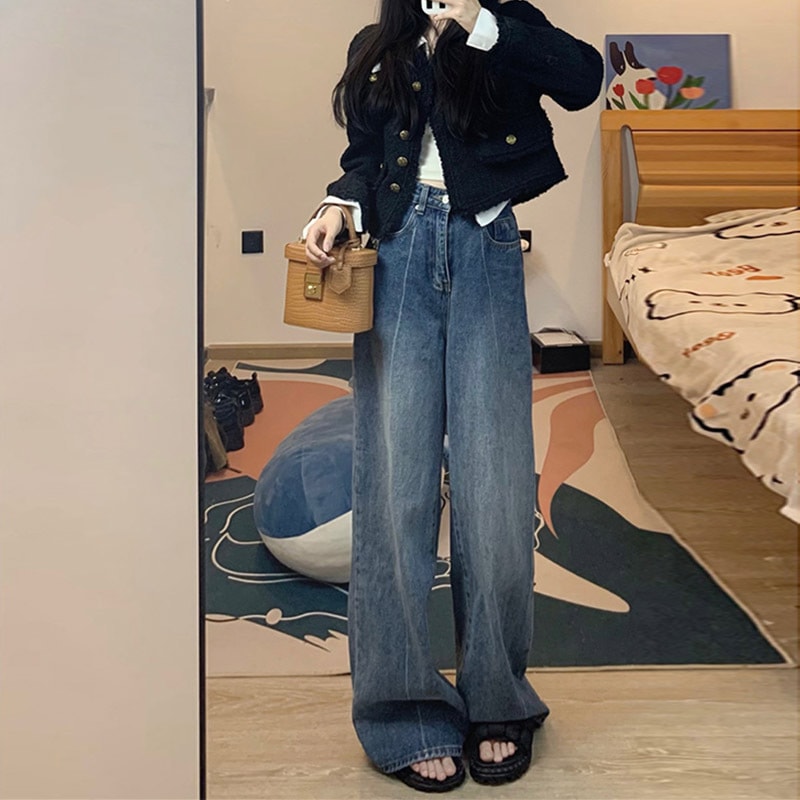 ボトムス パンツ ワイドパンツ アンクル丈 ハイウエスト ブルーデニム かわいい 大人可愛い きれいめ シンプル カジュアル 大人 上品 お洒落 レトロ 大人女子 こなれ感 ラフ ガーリー ルーズ