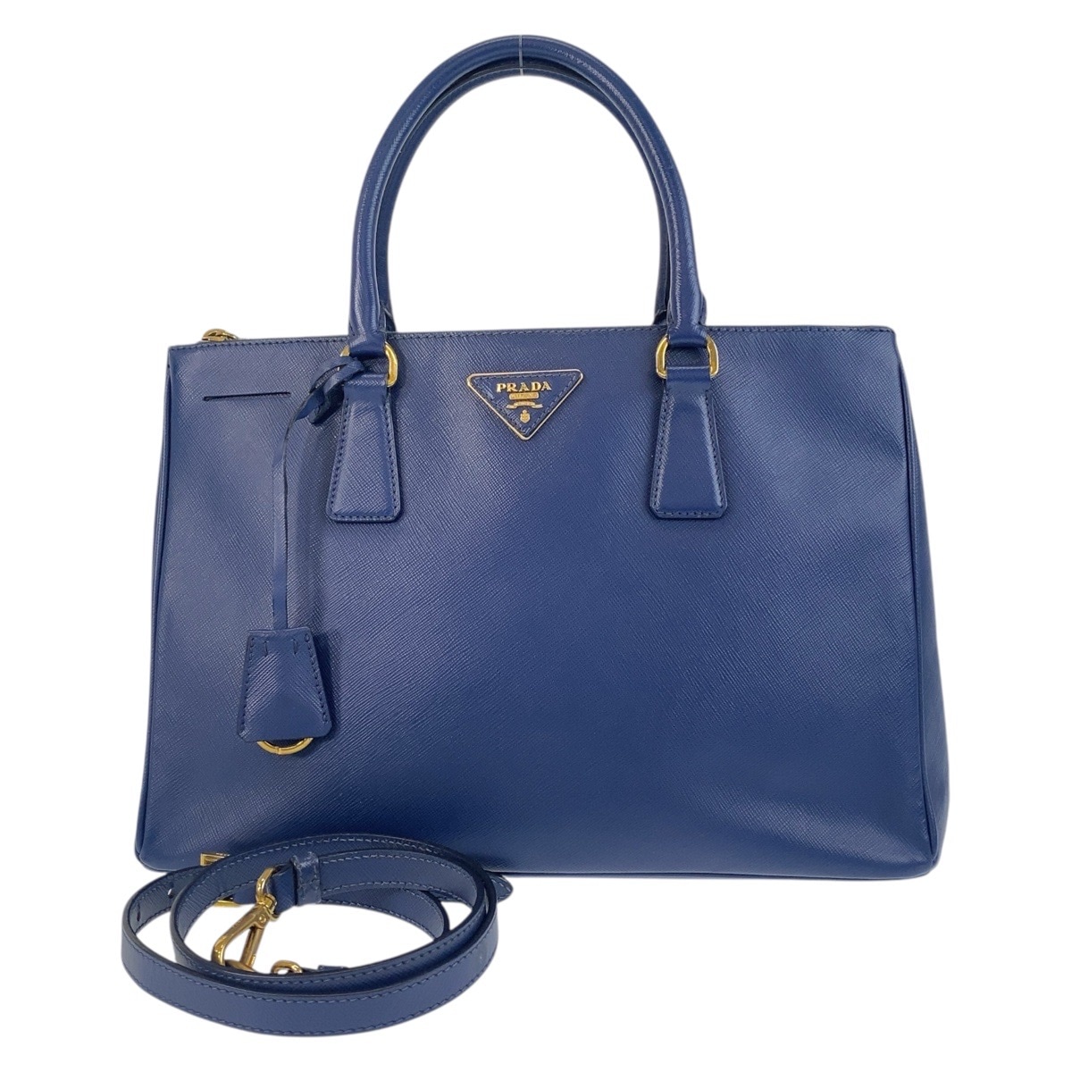 美品 サフィアーノ ガレリア ブルー ゴールド金具 レザー トートバッグ ハンドバッグ ショルダーバッグ 2way レディース 501292