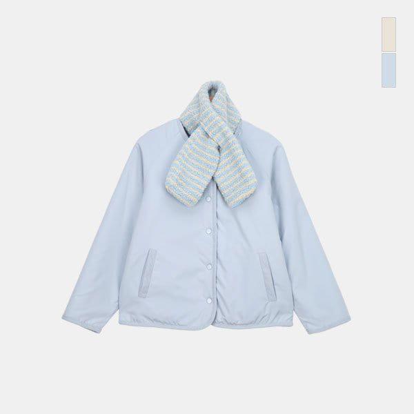 女性カジュアルリバーシブルパディングマフラーセット ボア パディングジャンパー SMV009