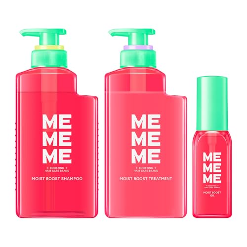 MEMEME モイストブーストシャンプー ＆トリートメント ポンプ 各400ml ＆モイストブーストオイル 60ml レッドキウイ×フリージアの香り