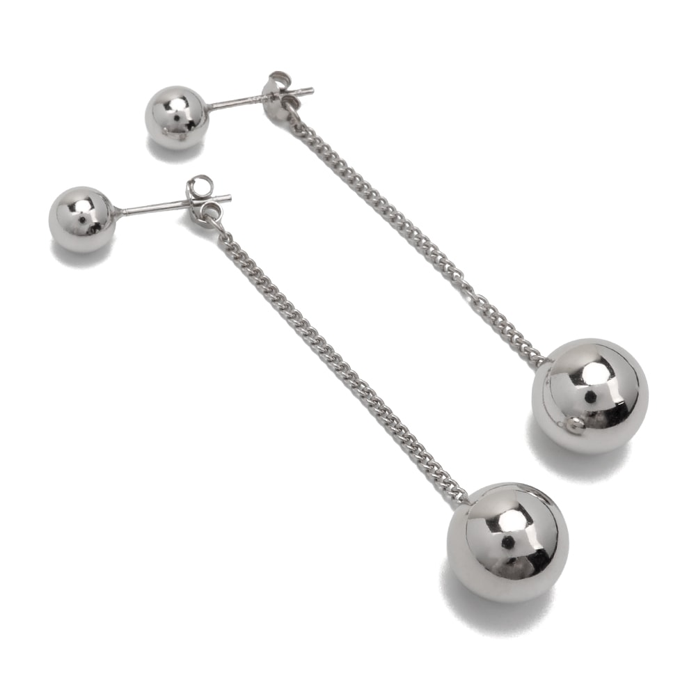 925 ダブルボールピアス 丸玉 [ce023-pair]