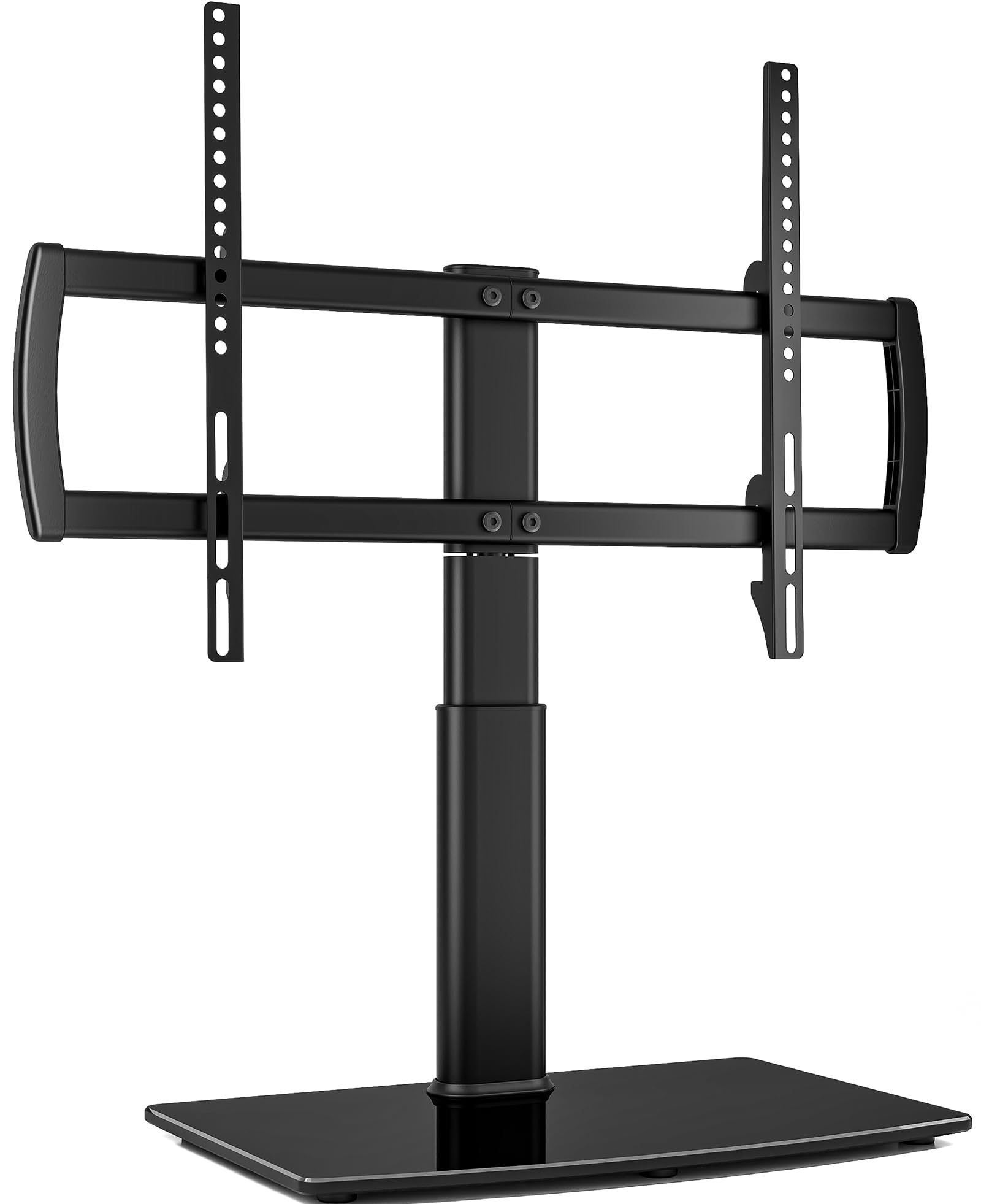 ユニバーサルスウィールテレビスタンド/ベーステーブルスタンド3265インチテレビ90度回転4段階の高さ調節可能重い強化ガラスベース45KGまで保持HT04B-002 93191