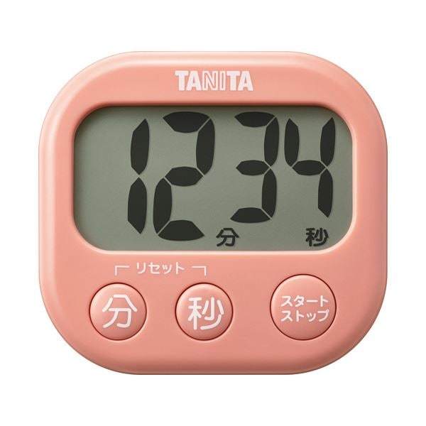 （まとめ） タニタ抗菌でか見えタイマー コーラルピンク TD-429-PK 1個 [x5セット]