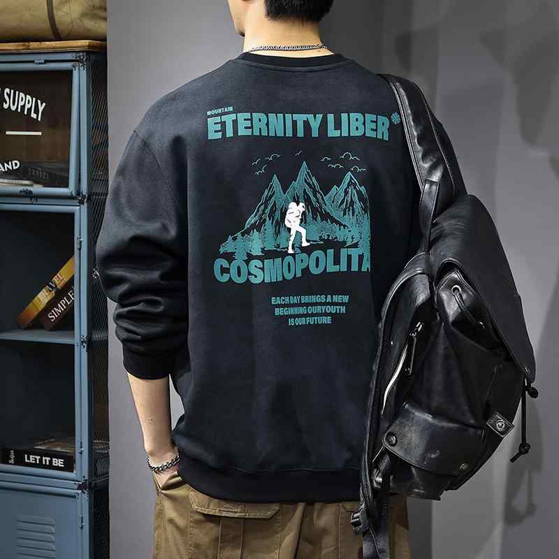 秋冬 コーデ メンズ 服 シンプル ファッション オシャレ 大人 かっこいい 大きいサイズ ストリート 紳士服 アメリカン アウトドア 登山 プリントスウェット シャツ ヘビー レトロ ウォッシュ ラ 7,922円