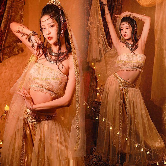 【新タイプ追加】ハロウィン コスプレ衣装 ダンス衣装 ベリーダンス 衣装 セット アラビアン衣装 全身セット(ノースリーブパンツタイプ) コスプレ アラジン コスチューム ステー