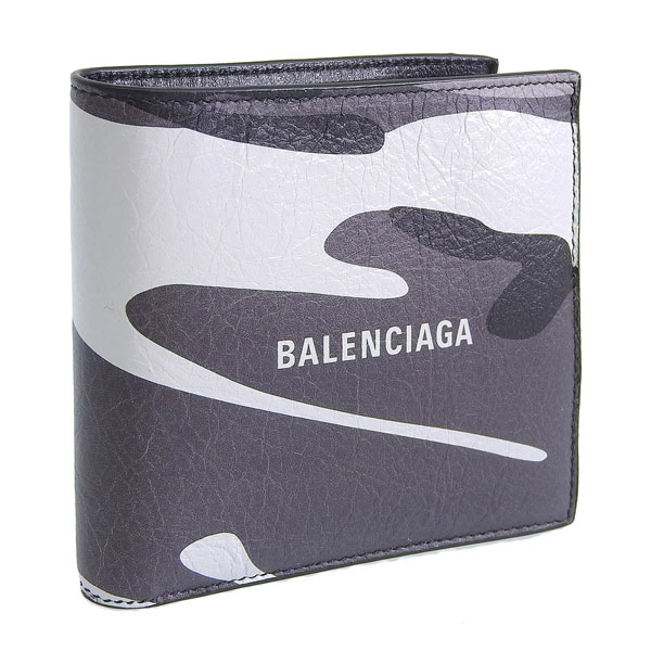 バレンシアガ 財布 メンズ 二つ折り財布 アウトレット レザー ブラックマルチ 5943152AAPB9061 BALENCIAGA