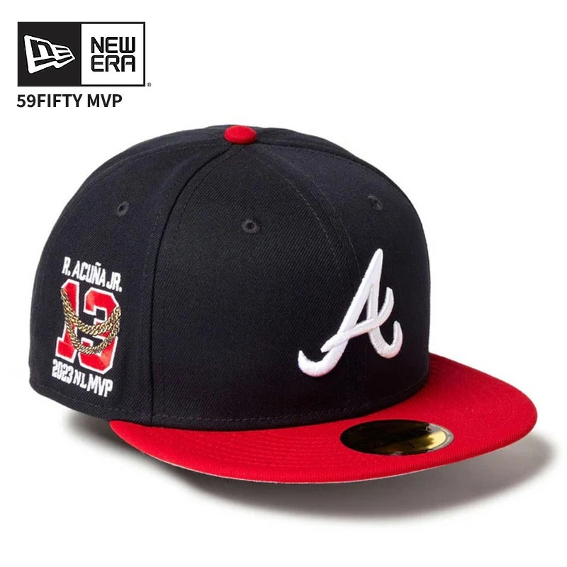 ニューエラ メンズ キャップ 帽子 レディース NEW ERA 59FIFTY MVP アトランタ・ブレーブス ネイビー/スカーレット ロナルド・アクーニャ 14388848